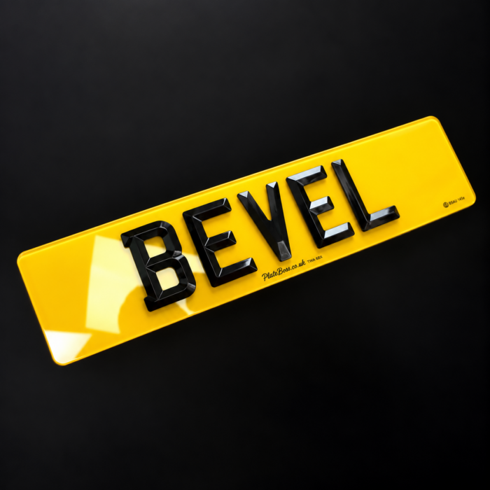 bevelled number plate