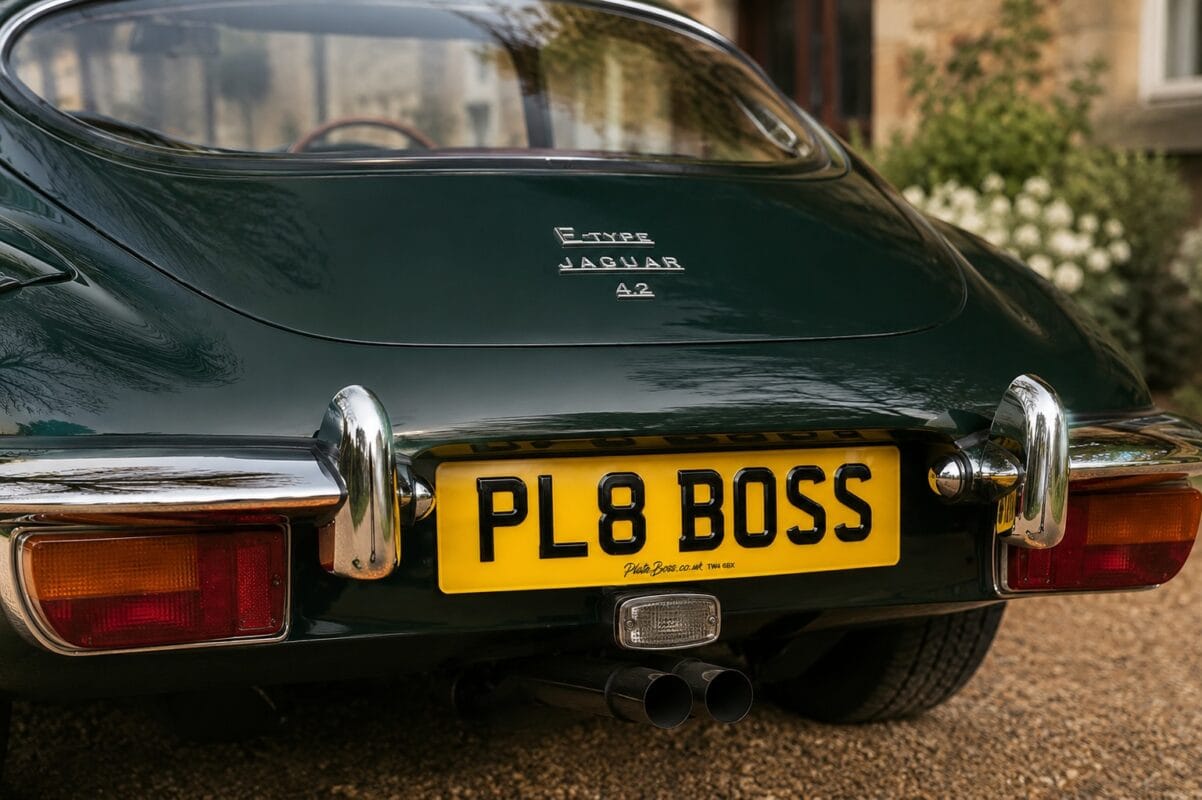 Number plates stolen? A classic car fitted with road-legal replacement PlateBoss plates