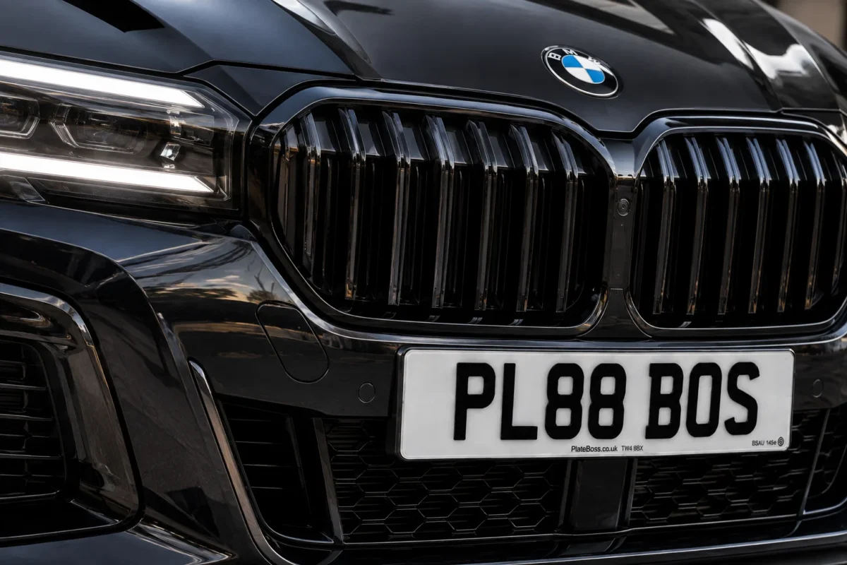 A clean, secure, road-legal front plate that will pass the MOT (demo registration PL88 BOS)